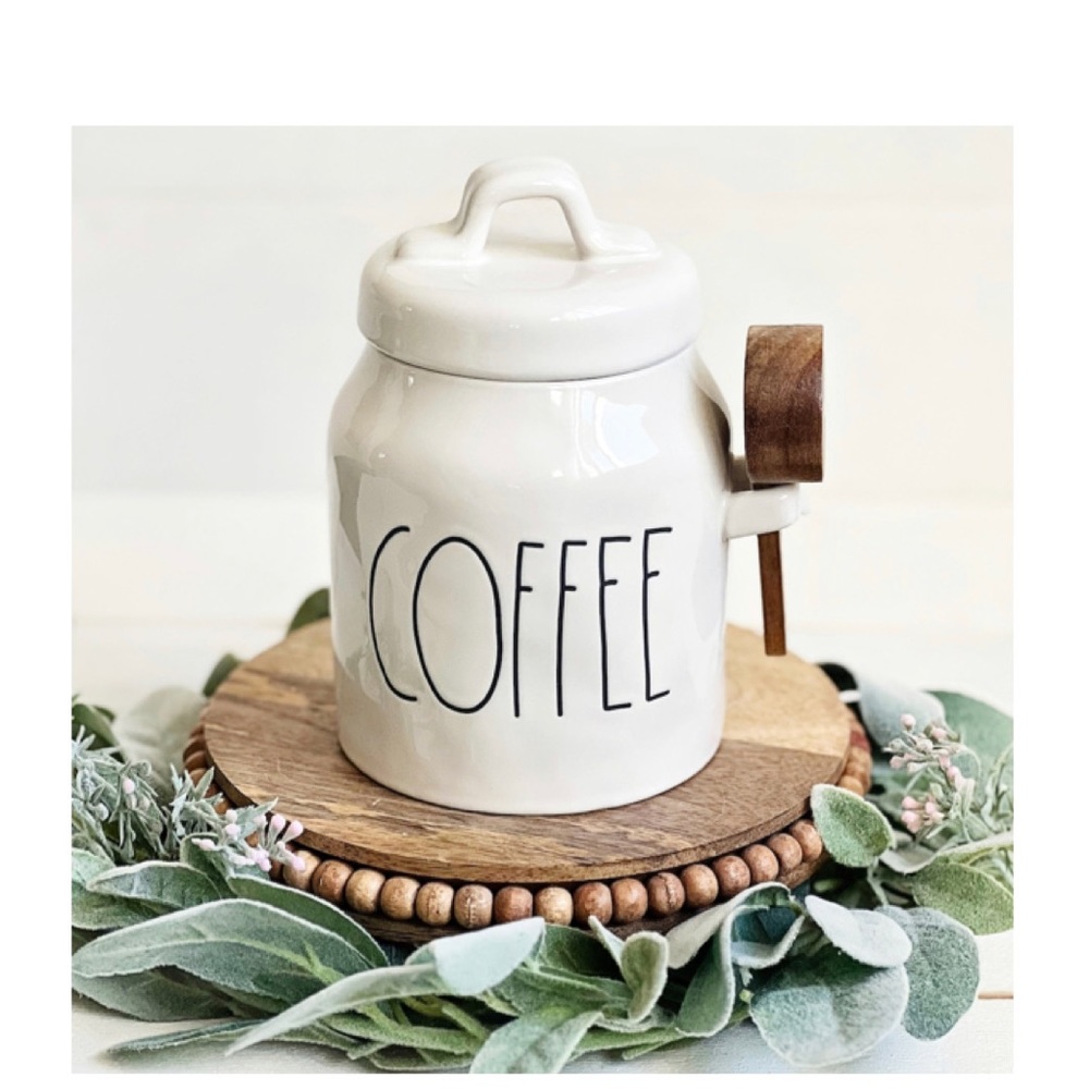 NEW Rae Dunn Coffee Canister with Wood Scoup & Holder - Picture 3 of 3